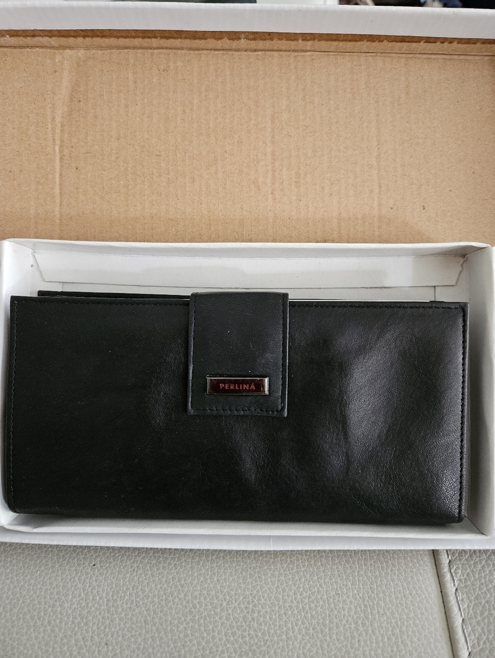 Perlina Black Leather Clutch Wallet with Checkbook Cover, NWT $25 4X7.5